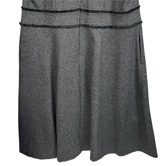 Lane Bryant Ponte Fringe Trim Knit Tweed Fit & Flare Dress Plus 24 Gray Black - Picture 7 of 11